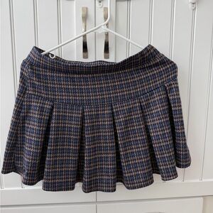 American Eagle Outfitters Navy and Brown Plaid Skater Mini Skirt